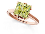 Rose gold Fancy Yellow Princess Cut Diamond Solitaire Ring with Flower Prong Setting and Classic Band_37