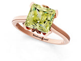 Rose gold Fancy Yellow Princess Cut Diamond Solitaire Ring with Flower Prong Setting and Classic Band_59