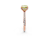 Rose gold Fancy Yellow Princess Cut Diamond Solitaire Ring with Four-Prong Setting and Pavé Band_5