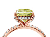 Rose gold Fancy Yellow Princess Cut Diamond Solitaire Ring with Four-Prong Setting and Pavé Band_7