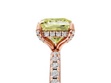 Rose gold Fancy Yellow Princess Cut Diamond Solitaire Ring with Four-Prong Setting and Pavé Band_8