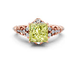 Rose gold Fancy Yellow Princess Cut Diamond Solitaire Ring with Hidden Halo and Pavé Band_27