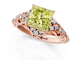 Rose gold Fancy Yellow Princess Cut Diamond Solitaire Ring with Hidden Halo and Pavé Band_28
