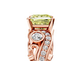 Rose gold Fancy Yellow Princess Cut Diamond Solitaire Ring with Milgrain Pavé Band and Four-Prong Setting_23