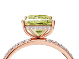 Rose gold Fancy Yellow Princess Cut Diamond Solitaire Ring with Pavé Band and Hidden Halo_24