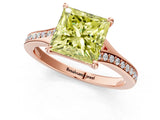 Rose gold Fancy Yellow Princess Cut Diamond Solitaire Ring with Pavé Band and Prong Setting_13