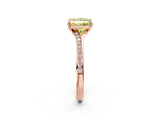 Rose gold Fancy Yellow Princess Cut Diamond Solitaire Ring with Pavé Band and Prong Setting_14