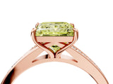 Rose gold Fancy Yellow Princess Cut Diamond Solitaire Ring with Pavé Band and Prong Setting_16