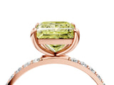 Rose gold Fancy Yellow Princess Cut Diamond Solitaire Ring with Pave Band and Four Prong Setting_20