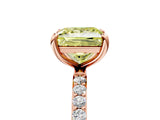 Rose gold Fancy Yellow Princess Cut Diamond Solitaire Ring with Pave Band and Four Prong Setting_21