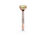 Rose gold Fancy Yellow Princess Cut Diamond Solitaire Ring with Round  Pavé Band and Four-Prong Setting_38