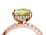 Rose gold Fancy Yellow Princess Cut Diamond Solitaire Ring with Round  Pavé Band and Four-Prong Setting_40
