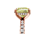 Rose gold Fancy Yellow Princess Cut Diamond Solitaire Ring with Round  Pavé Band and Four-Prong Setting_41