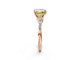 Rose gold Fancy Yellow Princess Cut Diamond Solitaire Ring with Side Stones and Four-Prong Setting_20