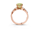 Rose gold Fancy Yellow Princess Cut Diamond Solitaire Ring with Side Stones and Four-Prong Setting_21