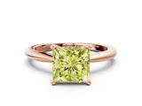 Rose gold Fancy Yellow Princess Cut Diamond Solitaire Ring with Six-Prong Setting and Classic Band_28