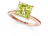 Rose gold Fancy Yellow Princess Cut Diamond Solitaire Ring with Six-Prong Setting and Classic Band_29