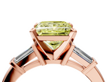 Rose gold Fancy Yellow Princess  Cut Diamond Solitaire Ring with Tapered Baguette Accents and Four-Prong Setting_4