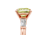Rose gold Fancy Yellow Princess  Cut Diamond Solitaire Ring with Tapered Baguette Accents and Four-Prong Setting_5