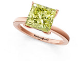 Rose gold Fancy Yellow Princess Cut Diamond Solitaire Ring with Thin Band and Prong Setting_13