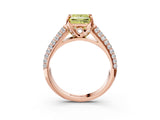 Rose gold Fancy Yellow Princess Cut Diamond Solitaire Ring with Three-Row Pavé Band and Four-Prong Setting_20