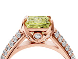 Rose gold Fancy Yellow Princess Cut Diamond Solitaire Ring with Three-Row Pavé Band and Four-Prong Setting_21