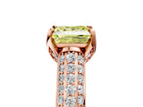 Rose gold Fancy Yellow Princess Cut Diamond Solitaire Ring with Three-Row Pavé Band and Four-Prong Setting_22