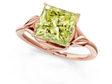 Rose gold Fancy Yellow Princess Cut Diamond Solitaire Ring with Twist Band and Four-Prong Setting_31