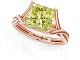 Rose gold Fancy Yellow Princess Cut Diamond Solitaire Twist Band Prong Setting Ring_80