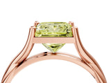 Rose gold Fancy Yellow Princess Cut Diamond Solitaire Twist Band Prong Setting Ring_83
