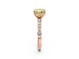 Rose gold Fancy Yellow Princess  Cut Diamond Solitaire with Pave Band and Four-Prong Setting 12