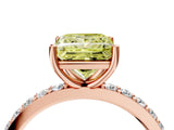 Rose gold Fancy Yellow Princess  Cut Diamond Solitaire with Pave Band and Four-Prong Setting 14