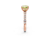 Rose gold Fancy Yellow Princess  Cut Diamond Solitaire with Pave Band and Four-Prong Setting 5