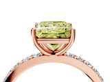 Rose gold Fancy Yellow Princess  Cut Diamond Solitaire with Pave Band and Four-Prong Setting 7