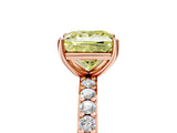 Rose gold Fancy Yellow Princess  Cut Diamond Solitaire with Pave Band and Four-Prong Setting 8