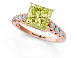 Rose gold Fancy Yellow Princess  Cut Diamond Solitaire with Pave Band and Four-Prong Setting_1