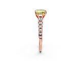 Rose gold Fancy Yellow Princess  Cut Diamond Solitaire with Pave Band and Four-Prong Setting_2