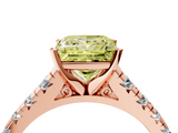Rose gold Fancy Yellow Princess  Cut Diamond Solitaire with Pave Band and Four-Prong Setting_4