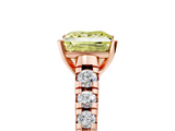 Rose gold Fancy Yellow Princess  Cut Diamond Solitaire with Pave Band and Four-Prong Setting_5