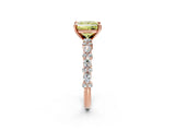 Rose gold Fancy Yellow Princess Cut Diamond Solitaire with Side Stones, Pave Band, Four-Prong Setting_31