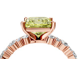 Rose gold Fancy Yellow Princess Cut Diamond Solitaire with Side Stones, Pave Band, Four-Prong Setting_33