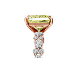 Rose gold Fancy Yellow Princess Cut Diamond Solitaire with Side Stones, Pave Band, Four-Prong Setting_34