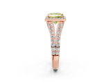 Rose gold Fancy Yellow Princess Cut Diamond Split Shank Halo Ring with Four-Prong Setting_20