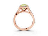 Rose gold Fancy Yellow Princess Cut Diamond Split Shank Halo Ring with Four-Prong Setting_21