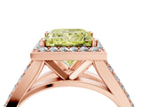 Rose gold Fancy Yellow Princess Cut Diamond Split Shank Halo Ring with Four-Prong Setting_22