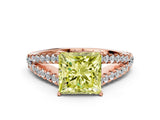 Rose gold Fancy Yellow Princess Cut Diamond Split Shank Pavé Engagement Ring with Four-Prong Setting_17