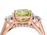 Rose gold Fancy Yellow Princess Cut Diamond Three-Stone Engagement Ring with Prong Setting and Pavé Band_4