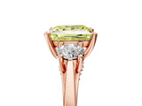 Rose gold Fancy Yellow Princess Cut Diamond Three-Stone Engagement Ring with Prong Setting and Pavé Band_5