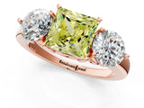 Rose gold Fancy Yellow Princess Cut Diamond Three-Stone Ring with Prong Setting and Classic Band_35