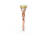 Rose gold Fancy Yellow Princess Cut Diamond Three-Stone Ring with Prong Setting and Pavé Band_2
